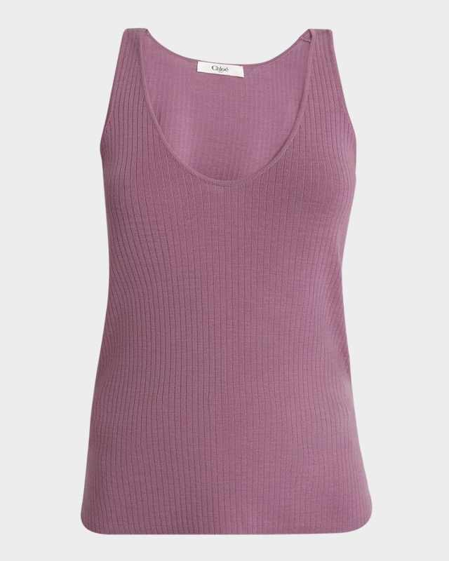 V-Neck Rib Knit Tank Top